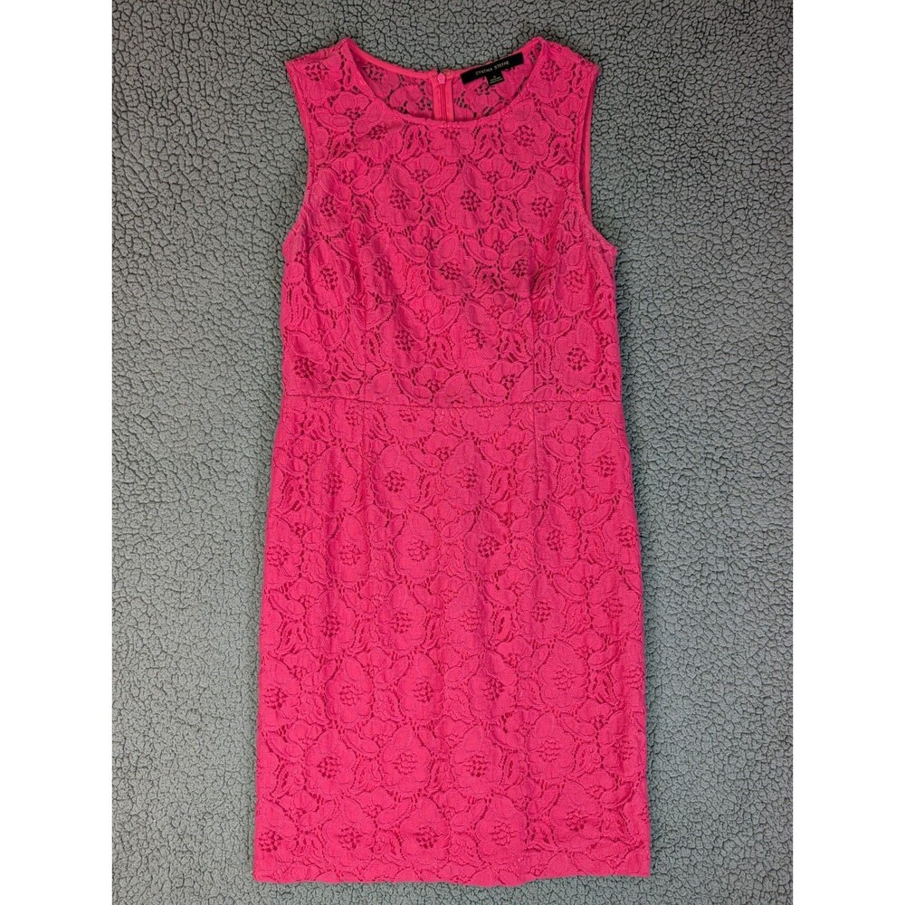 Cynthia Steffe Pink Floral Lace Overlay Dress Sleeveless Size 12 Summer Chic